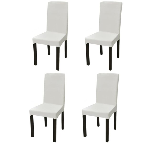 vidaXL Housse de chaise droite extensible 4 Pièces Crème