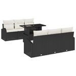 Ensemble de 7 Pièces de Canapés de Jardin avec Coussins en Rattan Poly Noir