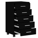 vidaXL Armoire à tiroirs avec roulettes Noir Bois d'ingénierie