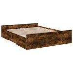 vidaXL Cadre de lit et tiroirs chêne fumé 150x200 cm bois d'ingénierie