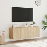 vidaXL Meubles TV muraux lumières LED 2 Pièces chêne sonoma 60x35x41 cm