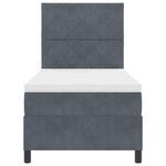 Lit Box Spring avec Matelas gris foncé 100x200 cm en Velours