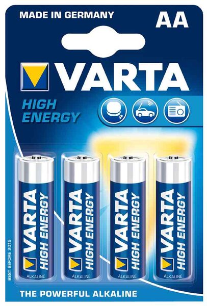 Blister de 4 piles alcaline HIGH ENERGY Mignon AA / LR6 VARTA