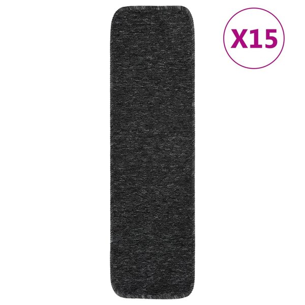 vidaXL Tapis d'escalier 15 Pièces 75x20 cm Anthracite Rectangulaire