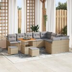 Ensemble de 12 pièces de Canapé de Jardin avec Coussins Beige Poly Rotin Acacia