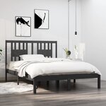 vidaXL Cadre de lit Gris Bois massif 135x190 cm Double