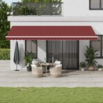 vidaXL Auvent manuel rétractable avec LED bordeaux 600x350 cm