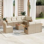 vidaXL Salon de jardin avec coussins 9 Pièces beige résine tressée