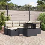 Ensemble de Canapés de Jardin 7 Pièces avec Coussins Rattan Noir
