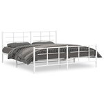 vidaXL Cadre de lit métal sans matelas et pied de lit blanc 183x213 cm