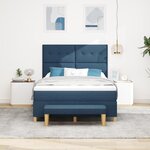 Lit à sommier tapissier avec matelas et banc bleu 160x200 cm en tissu