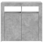 vidaXL Buffet avec lumières LED gris béton 80x35x75 cm
