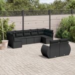 vidaXL Salon de jardin 9 Pièces avec coussins noir résine tressée
