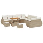 Ensemble de canapé de jardin vidaXL 13 pièces avec coussins Beige Poly Rattan
