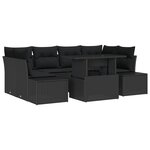 vidaXL Ensemble de Canapés de Jardin 7 pièces avec Coussins Noir Poly Rattan