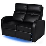 vidaXL Fauteuil inclinable à LED à 2 places cuir artificiel noir