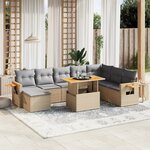 vidaXL Salon de jardin avec coussins 9 Pièces beige résine tressée