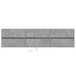 vidaXL Meuble TV mural avec LED gris béton 180x31x45 cm