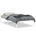 vidaXL Cadre de lit métal avec tête de lit blanc 100x200 cm