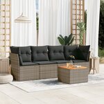 vidaXL Salon de jardin 5 Pièces avec coussins gris résine tressée