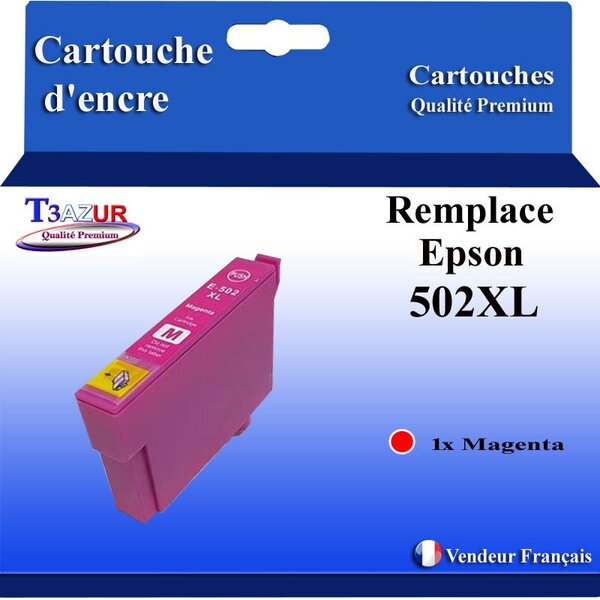 T3AZUR - Cartouches compatibles avec Epson XP-5100  XP-5105  XP-5115  XP-5150  XP-5155  WorkForce WF-2860DWF  WF-2865DWF  WF-2880DWF  WF-2885DWF  502XL (série Jumelles) - Magenta