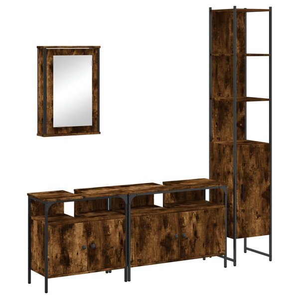 vidaXL Ensemble de meubles de salle de bain 4 Pièces Chêne fumé Bois