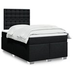 vidaXL Sommier à lattes de lit avec matelas noir 120x190 cm tissu