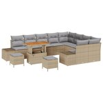 Ensemble de canapé de jardin vidaXL 12 pièces avec coussins beige en rotin synthétique et acacia