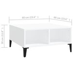 vidaXL Table basse blanc 60x60x30 cm bois d'ingénierie