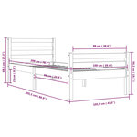 vidaXL Cadre de lit Gris Bois massif 100x200 cm