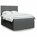 vidaXL Sommier à lattes de lit avec matelas Gris foncé 140x190cm Tissu