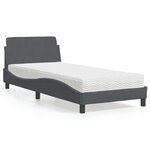 vidaXL Lit avec matelas gris foncé 90x200 cm velours