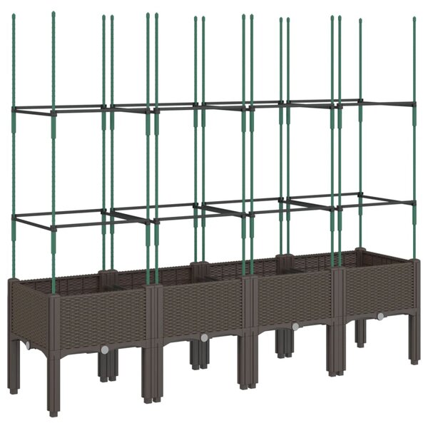 vidaXL Jardinière avec treillis marron 160x40x142 5 cm PP
