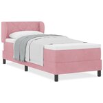 Lit Box Spring vidaXL avec matelas rose 80x200 cm en velours