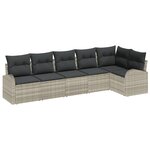 vidaXL Ensemble de canapé de jardin 6 pièces avec coussins gris clair en poly rotin