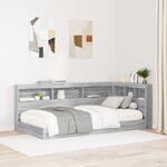 vidaXL Lit bibliothèque gris Sonoma 90x200 cm en bois d'ingénierie