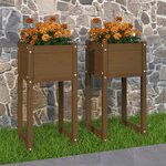 vidaXL Jardinières 2 Pièces Marron miel 40x40x81 cm Bois massif de pin