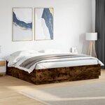 vidaXL Cadre de lit avec LED sans matelas chêne fumé 180x200 cm