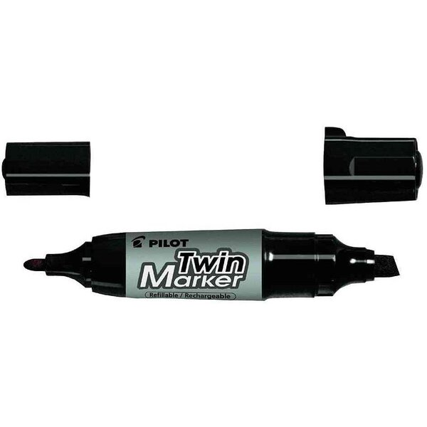 Marqueur permanent TWIN Marker Jumbo Pointe Biseau et Pointe Ogive Noir x 10 PILOT