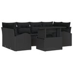vidaXL Ensemble de canapé de jardin 7 pièces avec coussins noir poly rattan