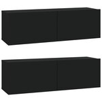 vidaXL Ensemble de meubles TV 5 Pièces Noir Bois d'ingénierie