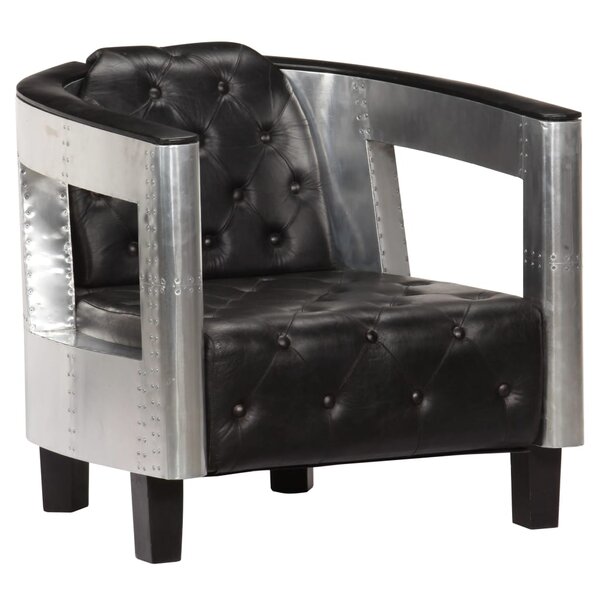vidaXL Fauteuil en style d'aviation noir cuir véritable