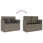 vidaXL Banc de jardin avec coussins gris résine tressée