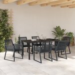 vidaXL Ensemble de Salle à Manger de Jardin 7 Pièces Noir Rattan Poly