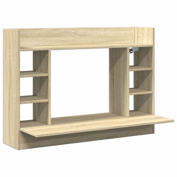 Bureau table poste de travail meuble d'ordinateur informatique étude mural chêne sonoma 105 x 48 x 75 cm bois d'ingénierie brun 02_0023878