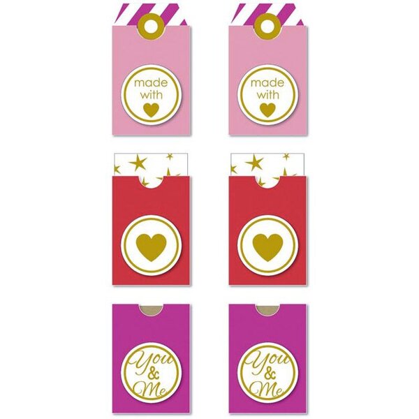Etiquettes autocollantes Made with love - Rose-rouge