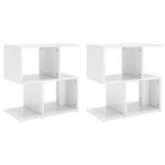 vidaXL Tables de chevet 2 Pièces blanc brillant bois d'ingénierie