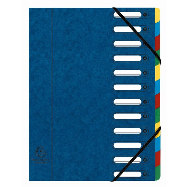 Trieur Harmonika® À Fenêtres Avec Élastiques Véritable Carte Lustrée 12 Compartiments - Couleurs Assorties - X 6 - Exacompta