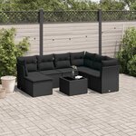 vidaXL Salon de jardin 8 Pièces avec coussins noir résine tressée