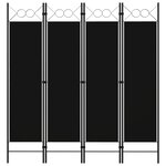 vidaXL Cloison de séparation 4 panneaux Noir 160 x 180 cm